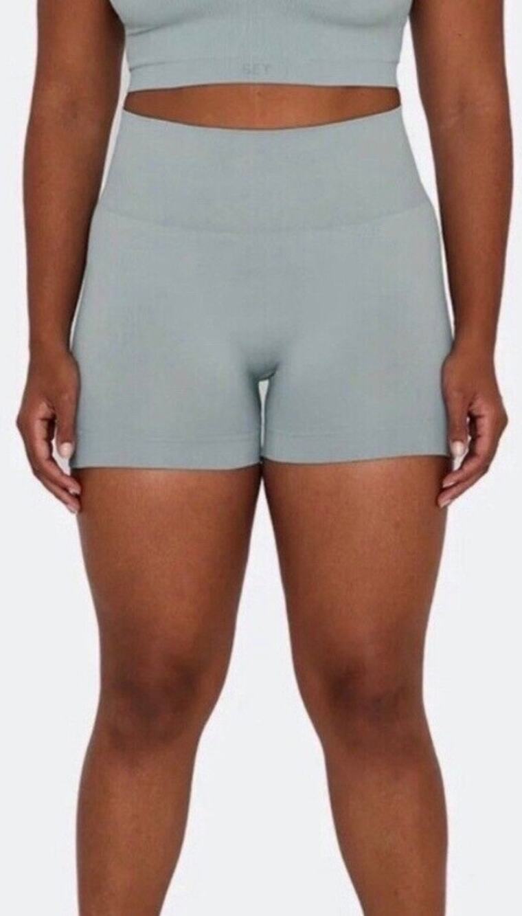 SET Active Sculptflex Shorts Ribbed Athletic Bike Shorts Rain Blue Size Large